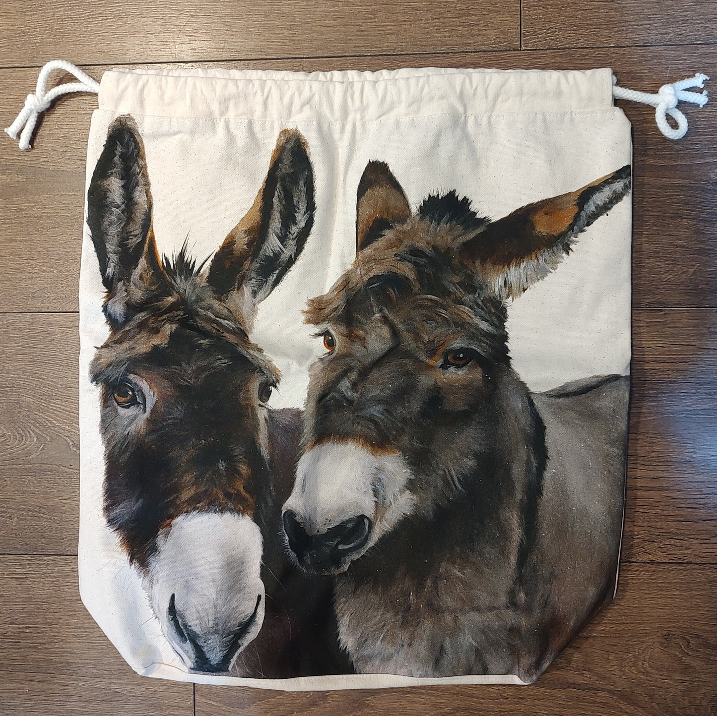 Bag - Handmade large drawstring bag - Jibbyroo sews - Donkey