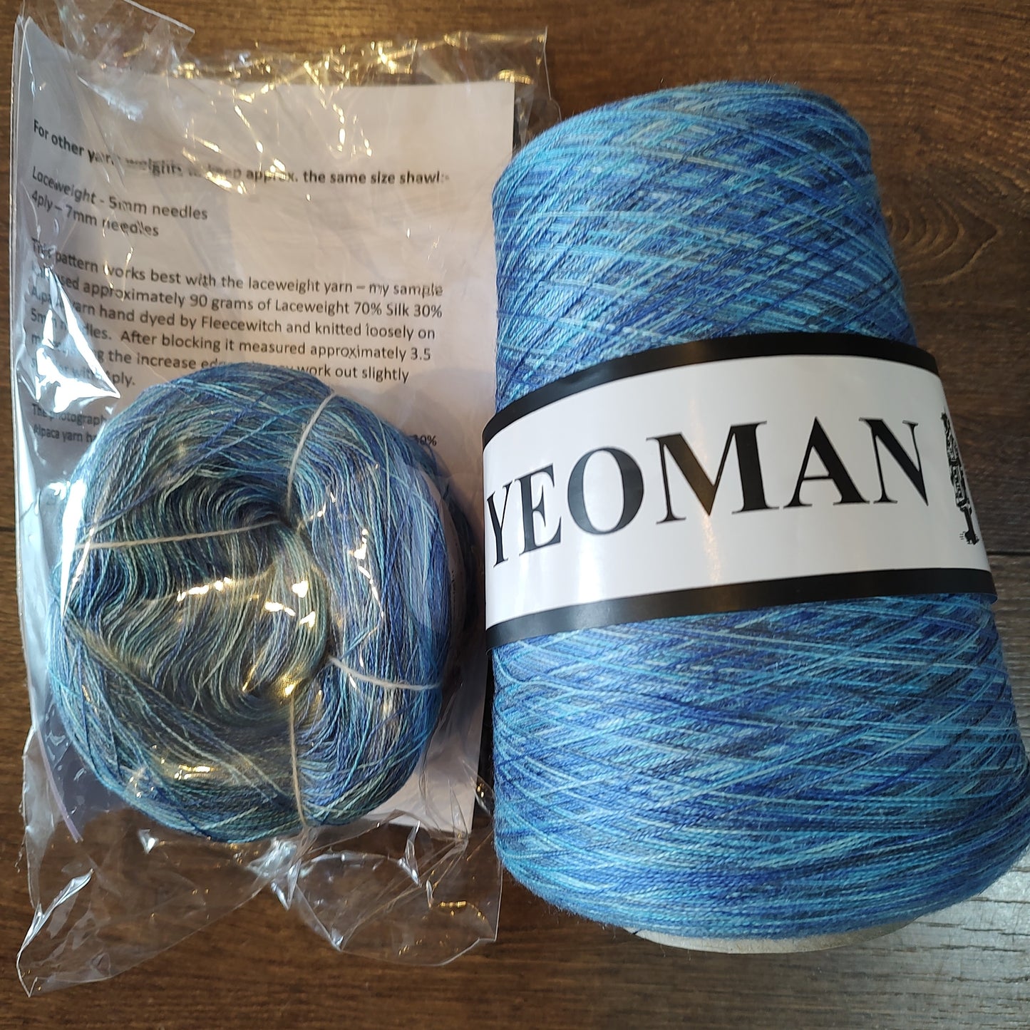 Yarn - Laceweight Acrylic - Cone and Knitting Kit - Blues