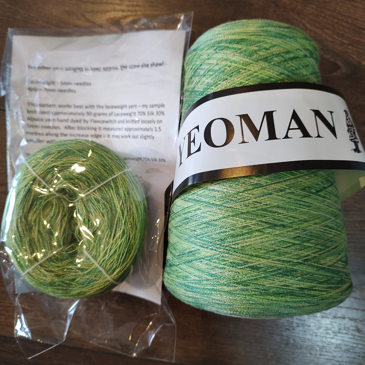 Yarn - Laceweight Acrylic - Cone and Knitting Kit - Greens