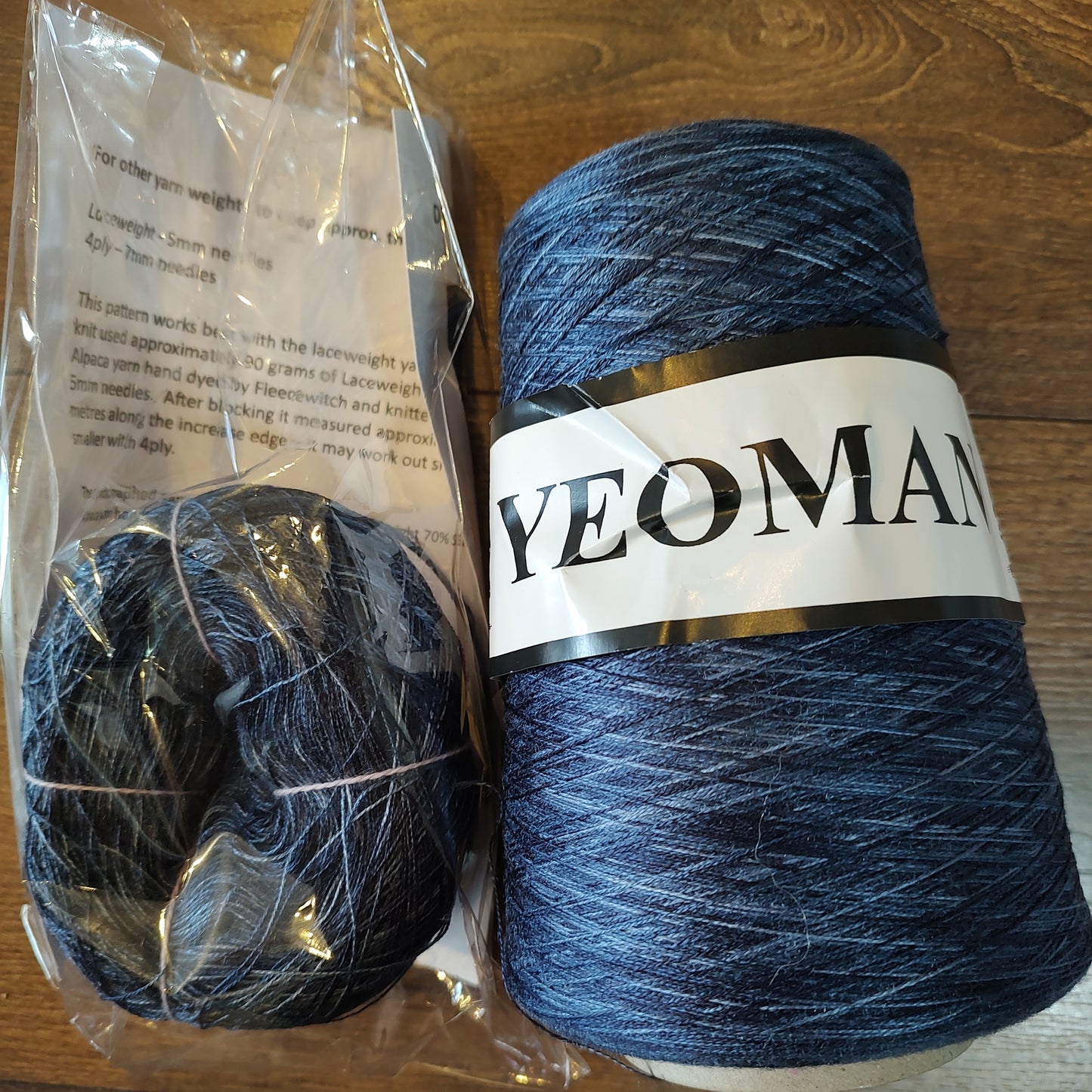 Yarn - Laceweight Acrylic - Cone and Knitting Kit - Dark Blues