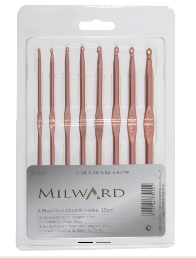 Rose Gold aluminium crochet hook set