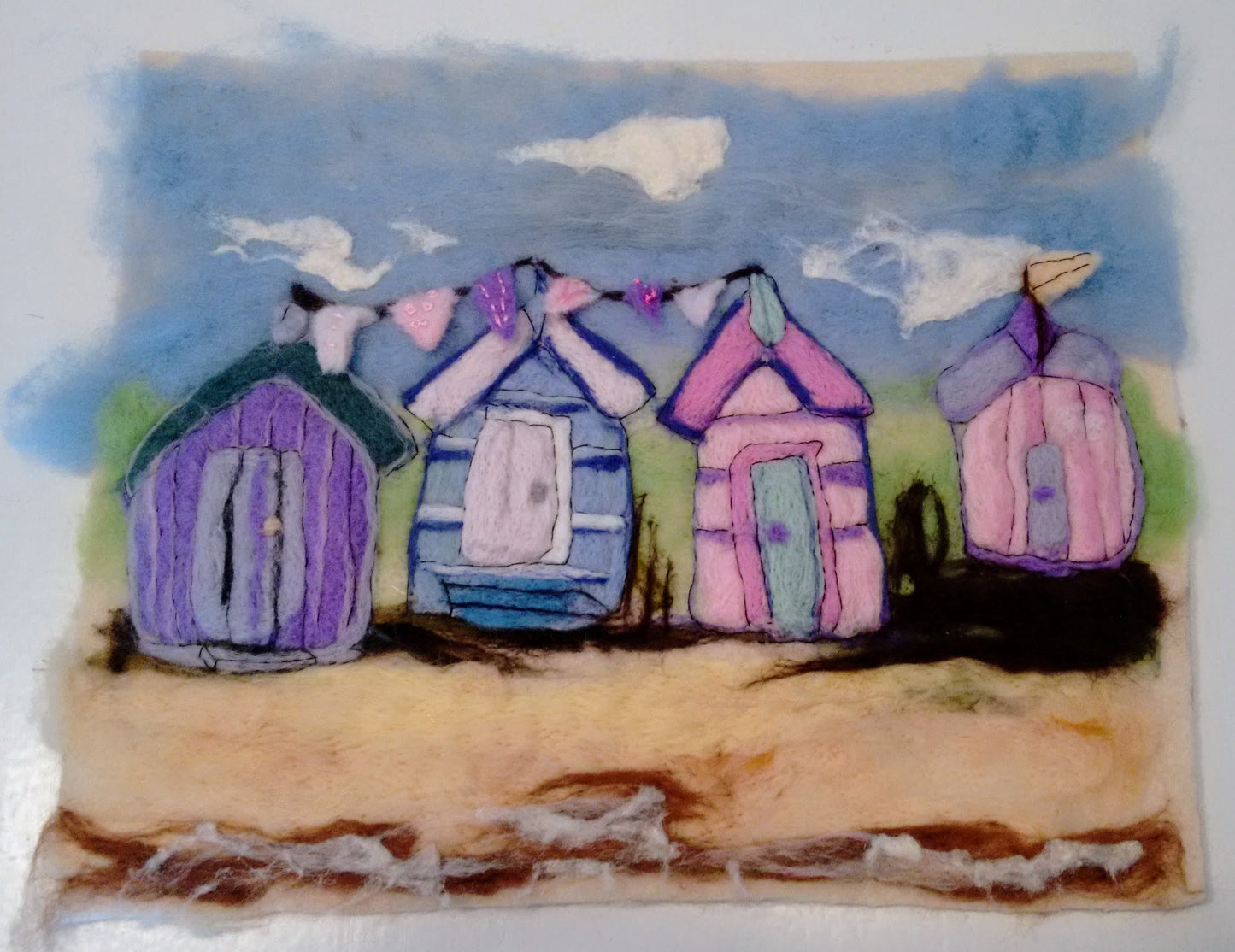 Needlefelt Art: Devon Beach Huts