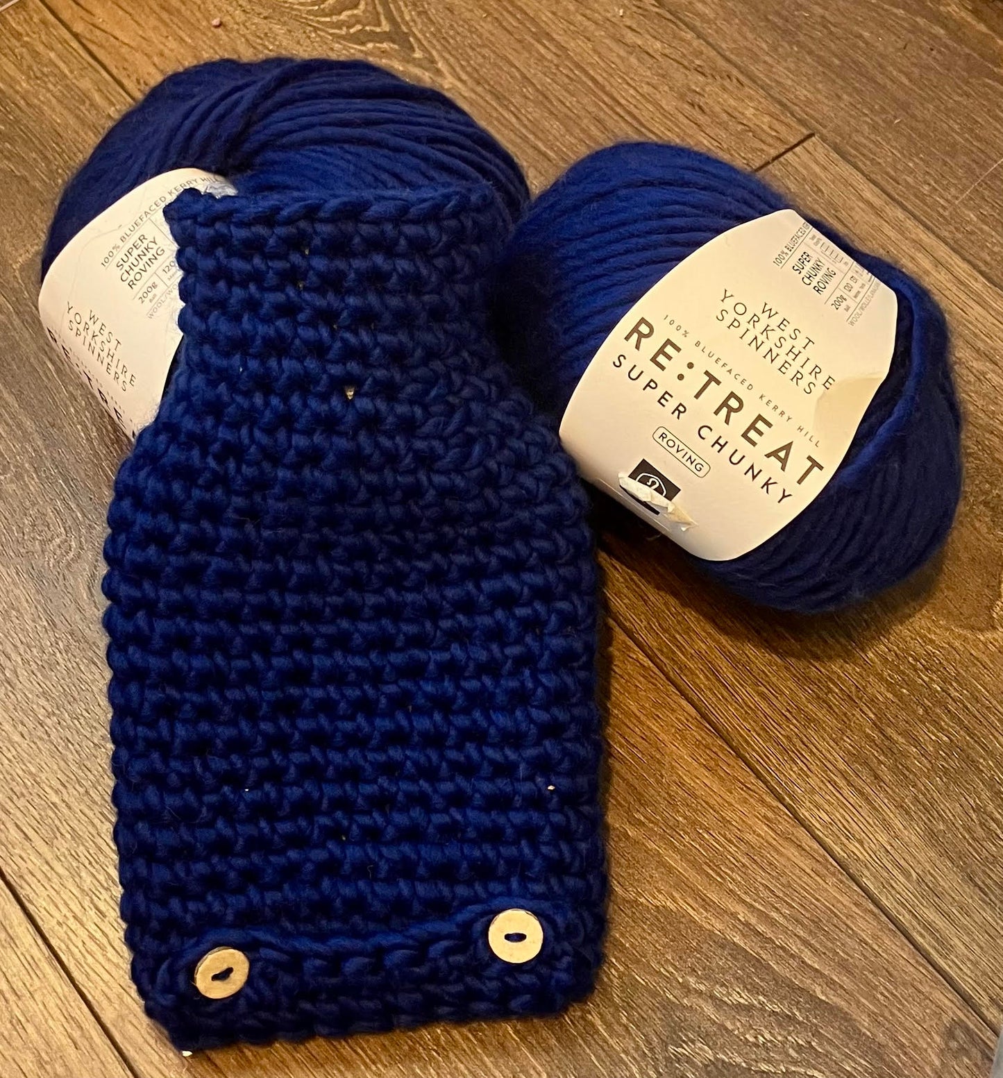 Hot water bottle with Crochet Wool Cover