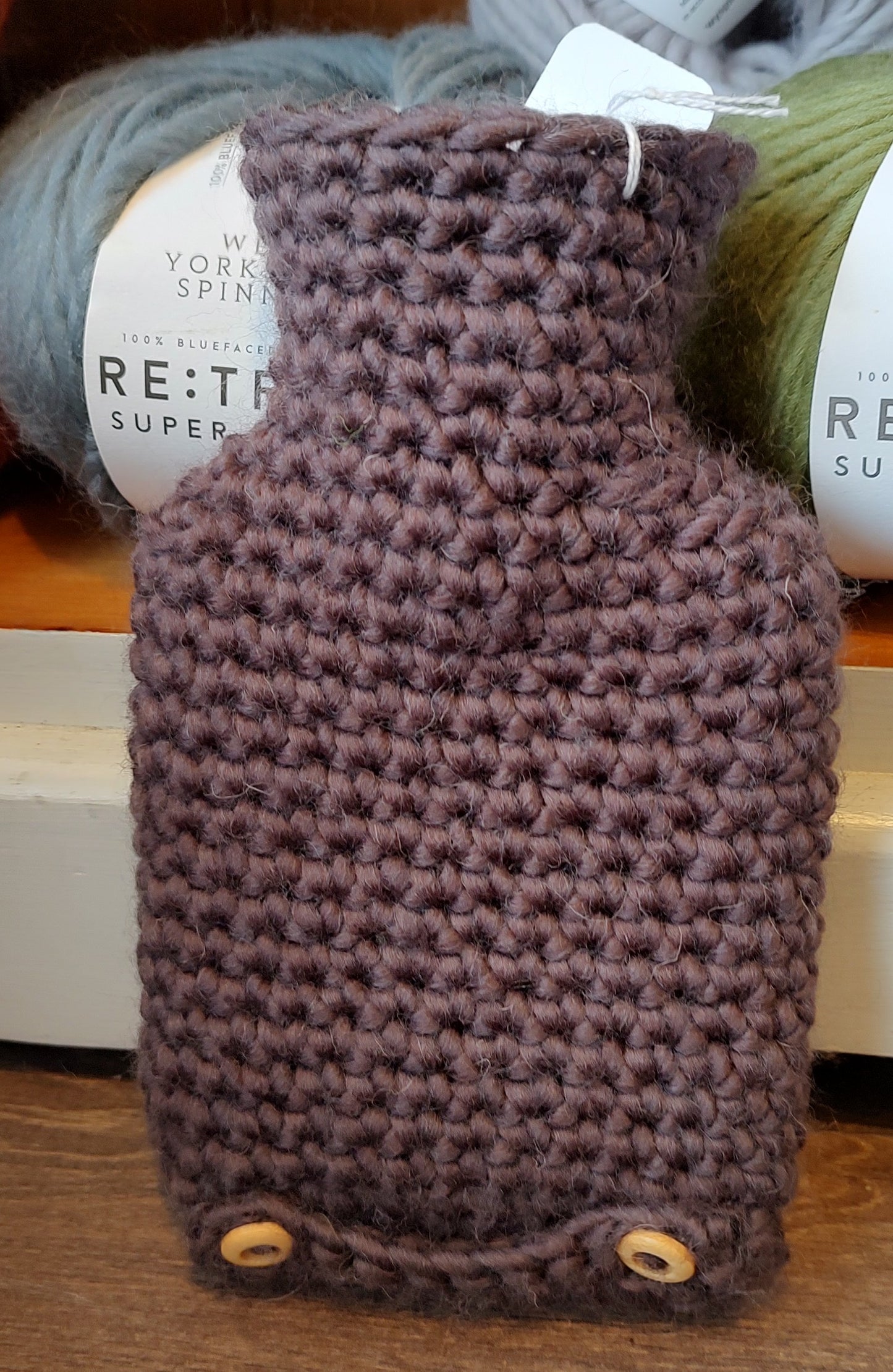 Hot water bottle with Crochet Wool Cover