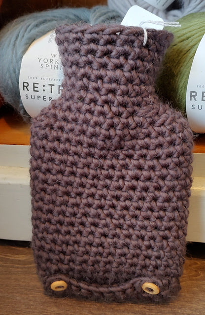 Hot water bottle with Crochet Wool Cover