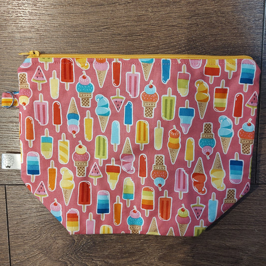 Bag - Handmade small zipped bag - Pink ice lolly print
