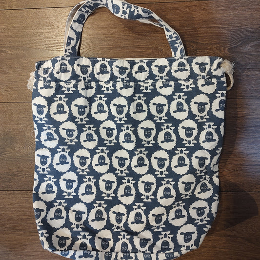 Bag - Handmade large drawstring bag - Sheep print