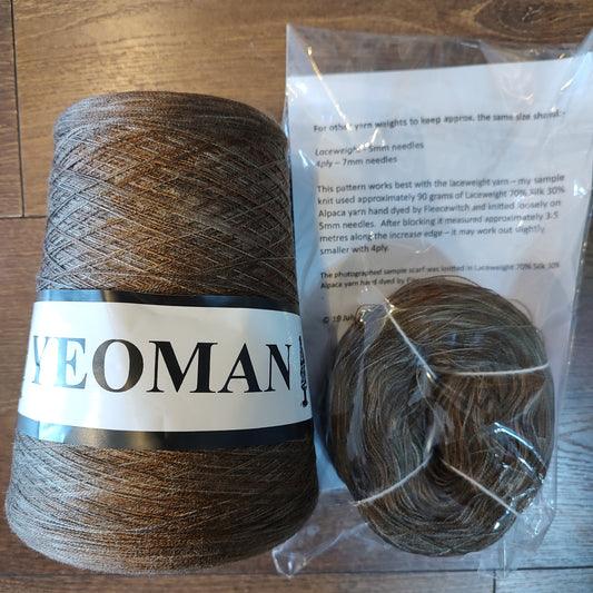 Yarn - Laceweight Acrylic - Cone and Knitting Kit - Brown