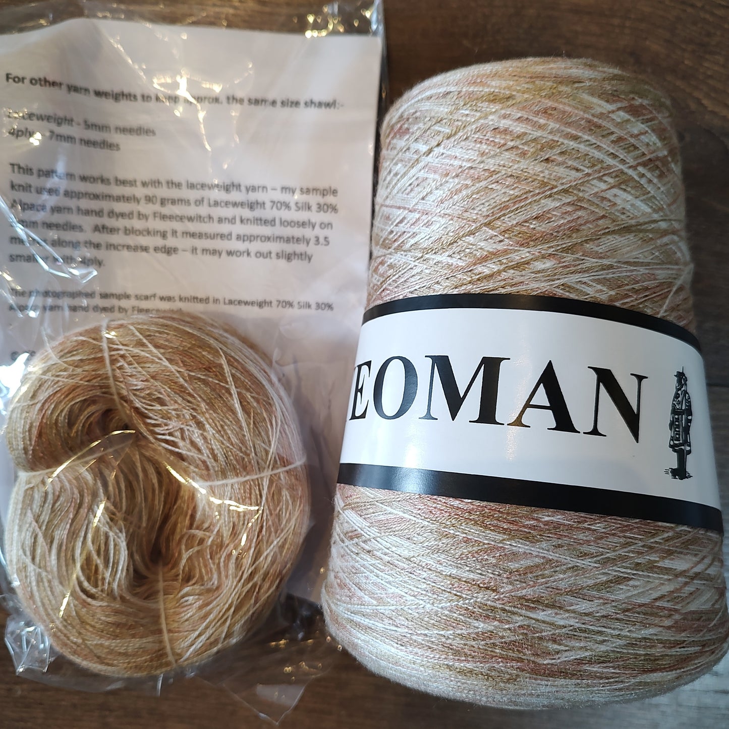 Yarn - Laceweight Acrylic - Cone and Knitting Kit - Peach/Beige