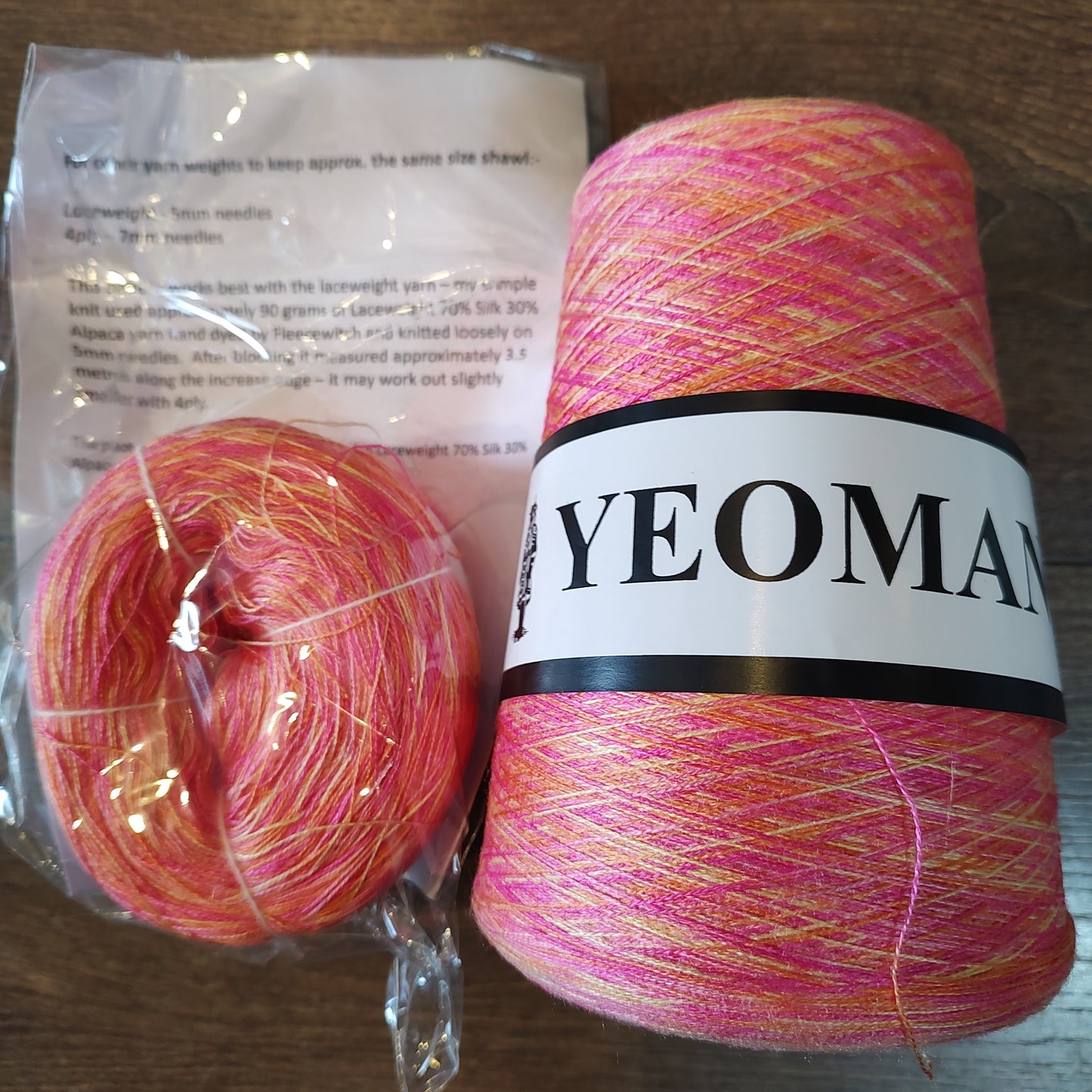 Yarn - Laceweight Acrylic - Cone and Knitting Kit - Coral/Pink