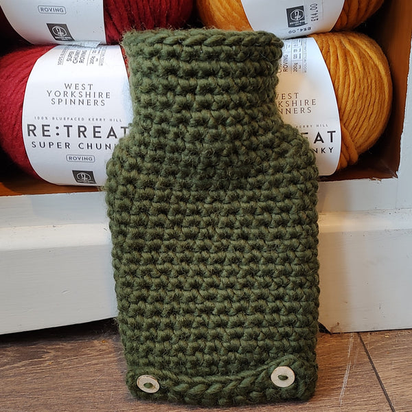 Hot water bottle with Crochet Wool Cover