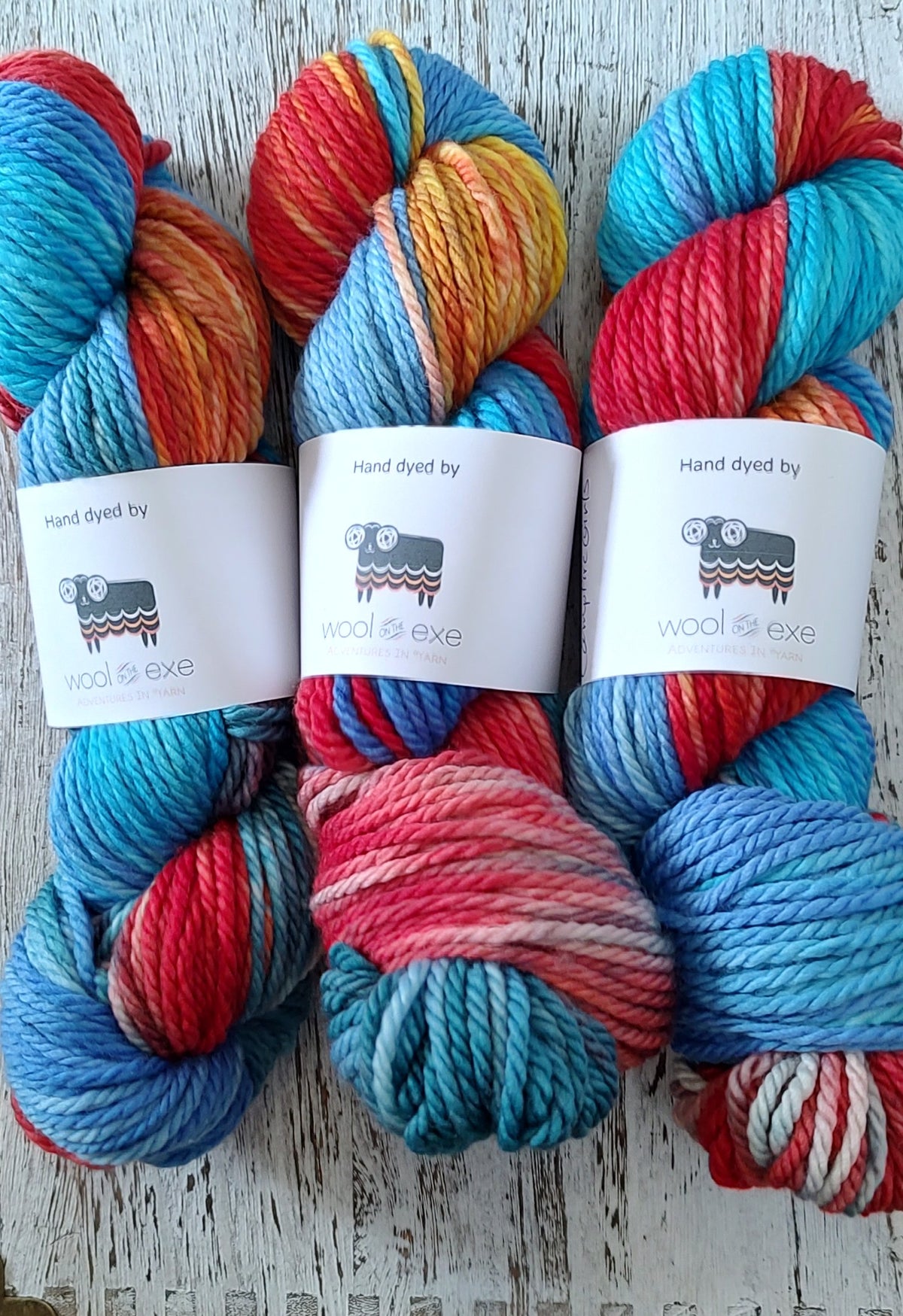 Hand dyed Merino chunky