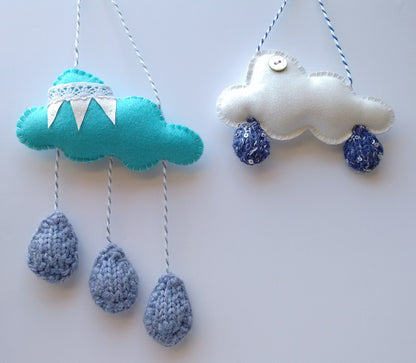 Cloud & raindrop ornament