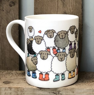 Bone china Woolly Sheep mugs