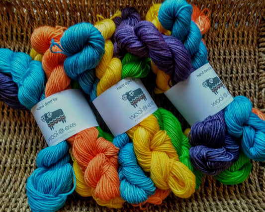 Rainbow mini skeins 4 ply