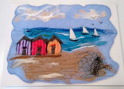 Needlefelt Art: Devon Beach Huts