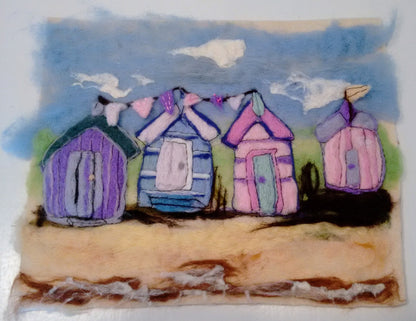 Needlefelt Art: Devon Beach Huts